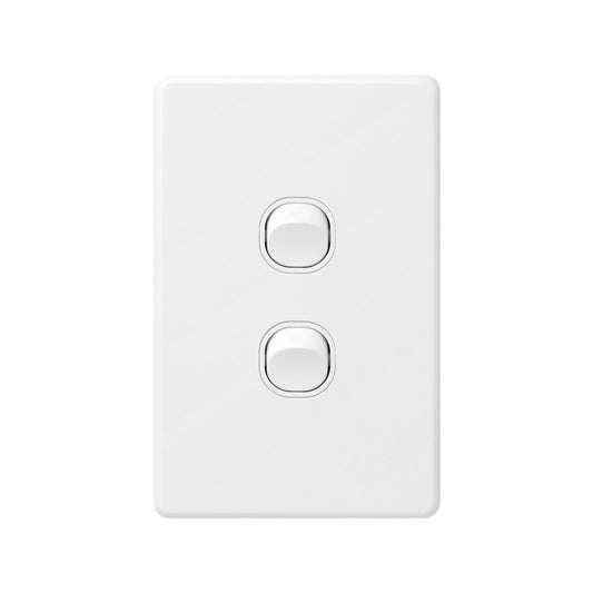 Deta X6 Gloss White Double Vertical Switch - 2 Gang
