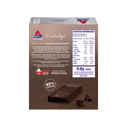 Atkins Low Carb Endulge Bar Dark Chocolate 5x30g - 150g