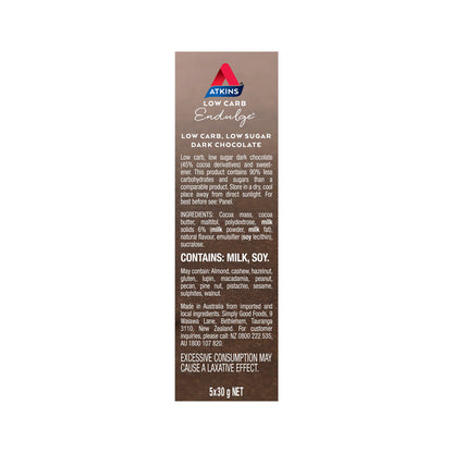 Atkins Low Carb Endulge Bar Dark Chocolate 5x30g - 150g