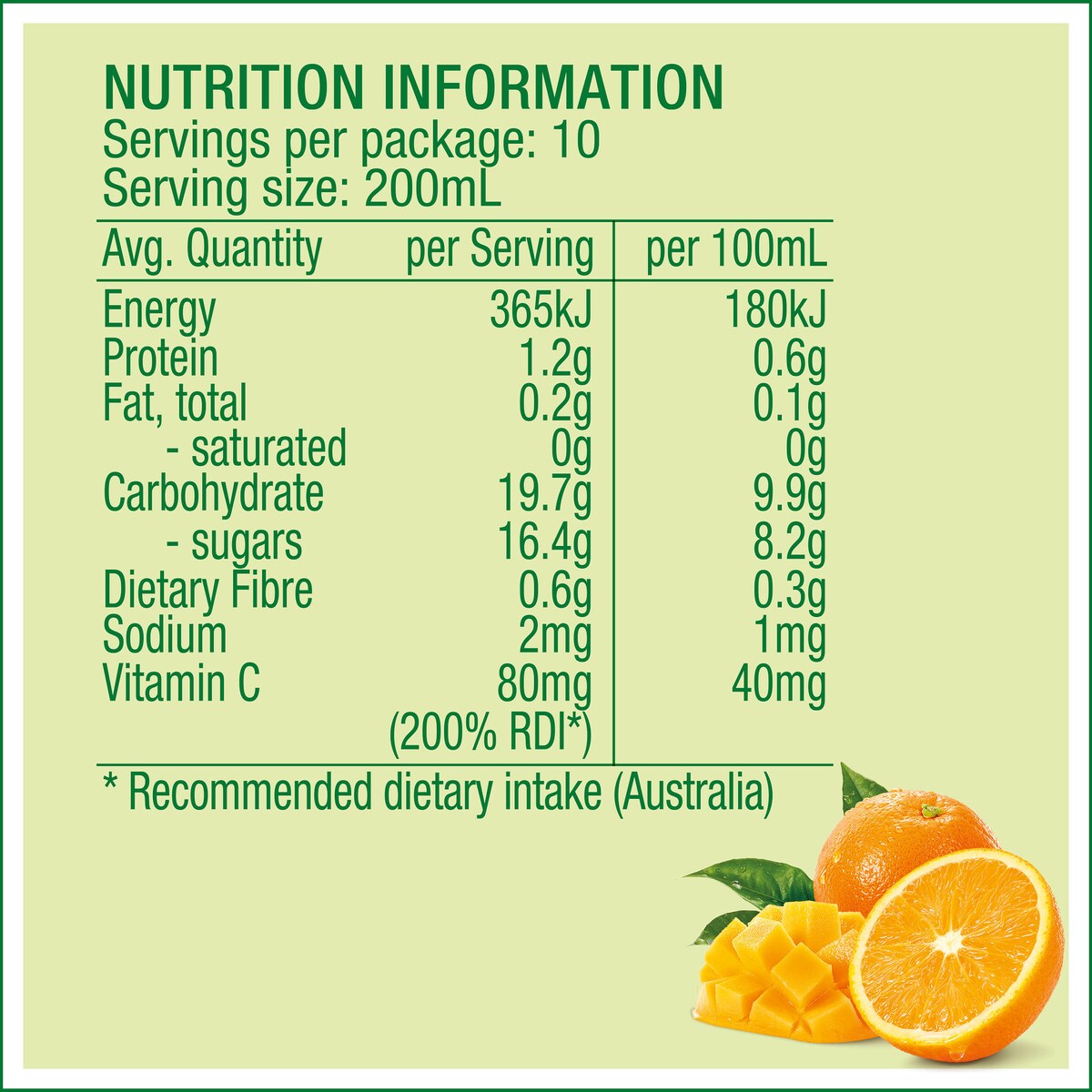 Golden Circle Orange Mango Juice No Added Sugar Fruit Juice Breakfast 2l