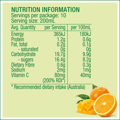 Golden Circle Orange Mango Juice No Added Sugar Fruit Juice Breakfast 2l