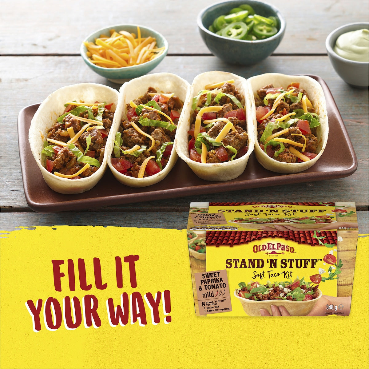 Old El Paso Stand n Stuff Soft Taco Kit Mexican Style 348g