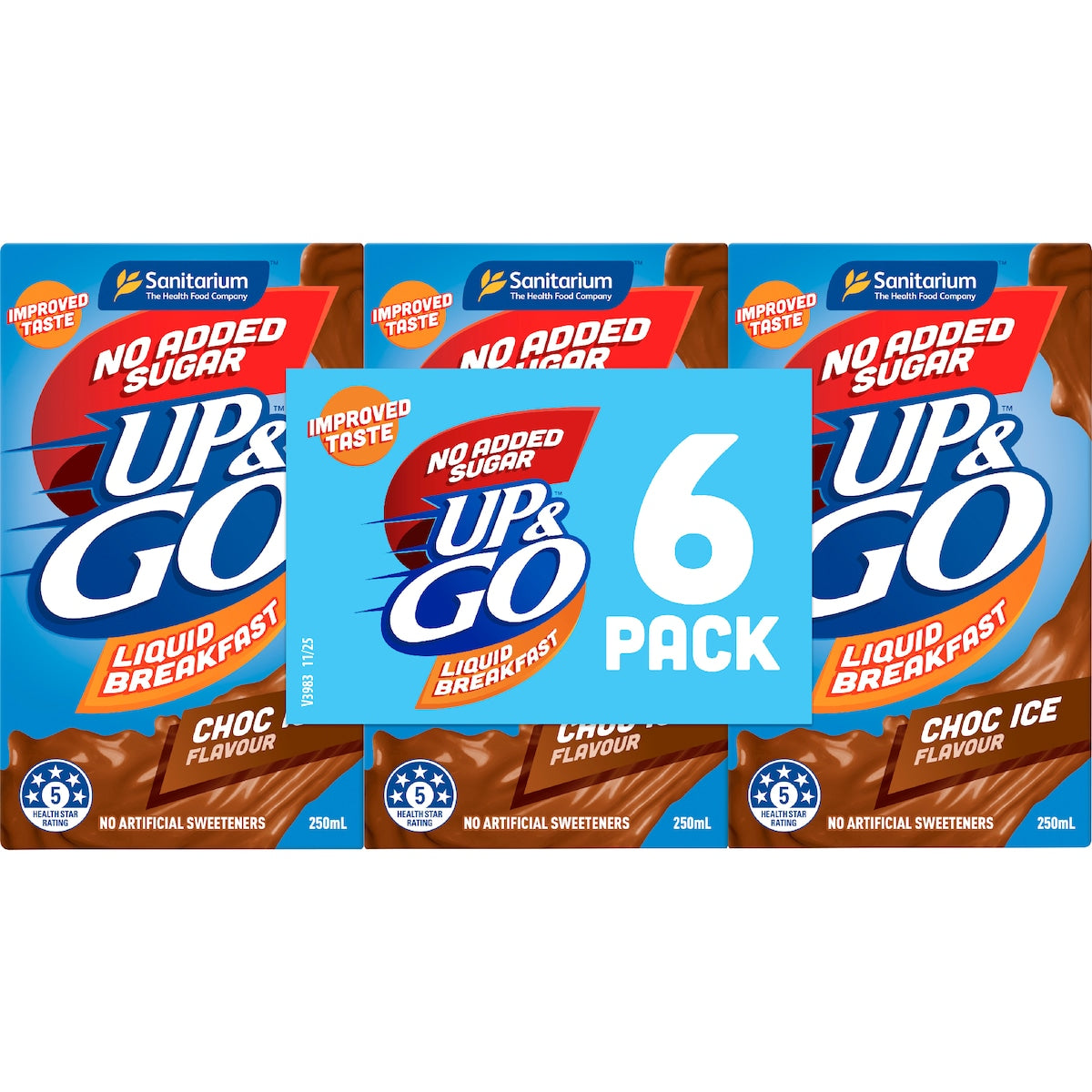 Up&go Liquid Breakfast No Added Sugar Choc Ice 250ml X 6 Pack