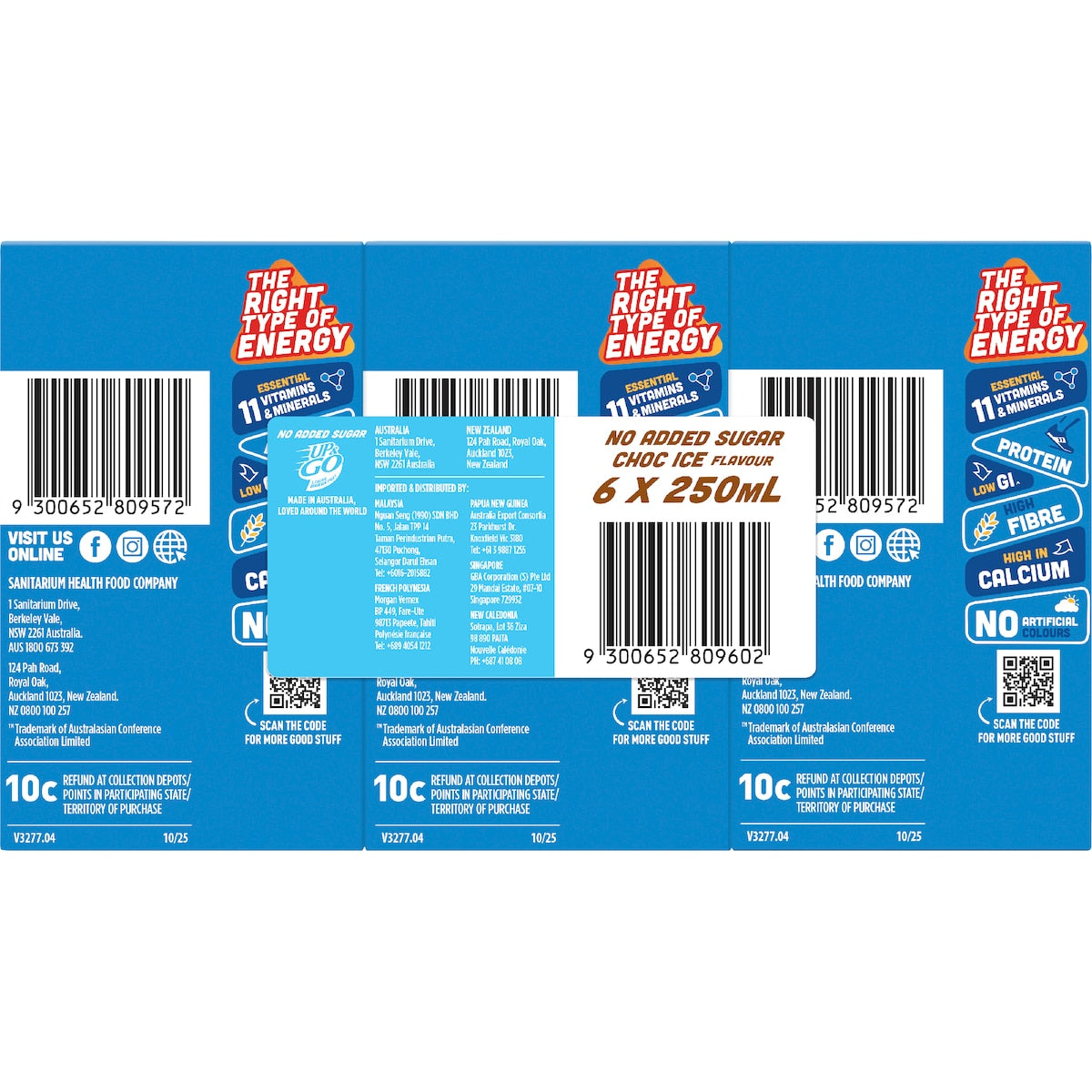 Up&go Liquid Breakfast No Added Sugar Choc Ice 250ml X 6 Pack