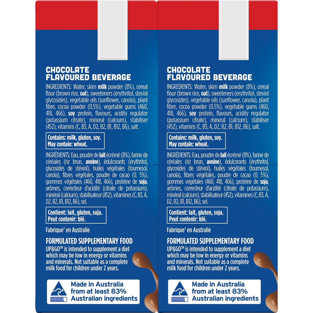 Sanitarium Up&Go Liquid Breakfast No Added Sugar Choc Ice 250ml x6 Pack