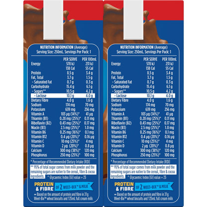 Sanitarium Up&Go Liquid Breakfast No Added Sugar Choc Ice 250ml x6 Pack