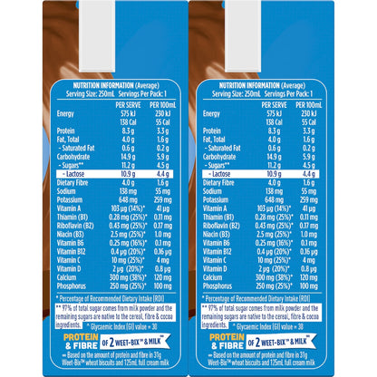 Up&go Liquid Breakfast No Added Sugar Choc Ice 250ml X 6 Pack