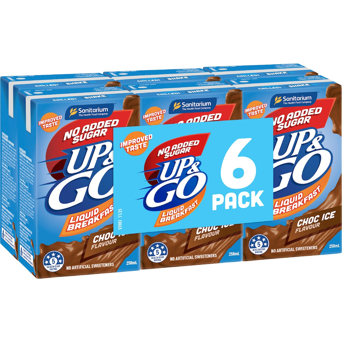 Up&go Liquid Breakfast No Added Sugar Choc Ice 250ml X 6 Pack