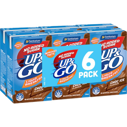 Up&go Liquid Breakfast No Added Sugar Choc Ice 250ml X 6 Pack