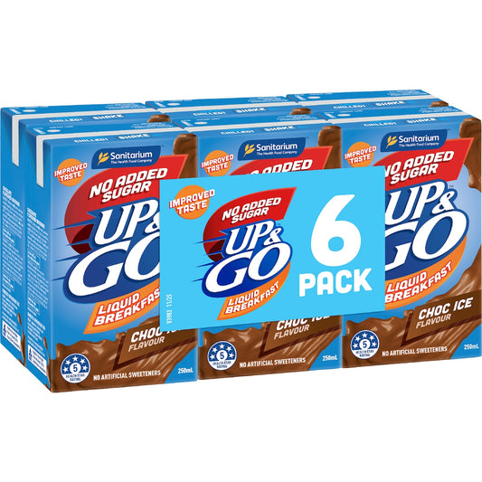 Up&go Liquid Breakfast No Added Sugar Choc Ice 250ml X 6 Pack