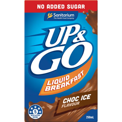 Sanitarium Up&Go Liquid Breakfast No Added Sugar Choc Ice 250ml x6 Pack
