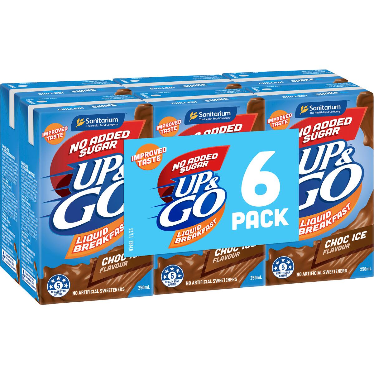 Up&go Liquid Breakfast No Added Sugar Choc Ice 250ml X 6 Pack