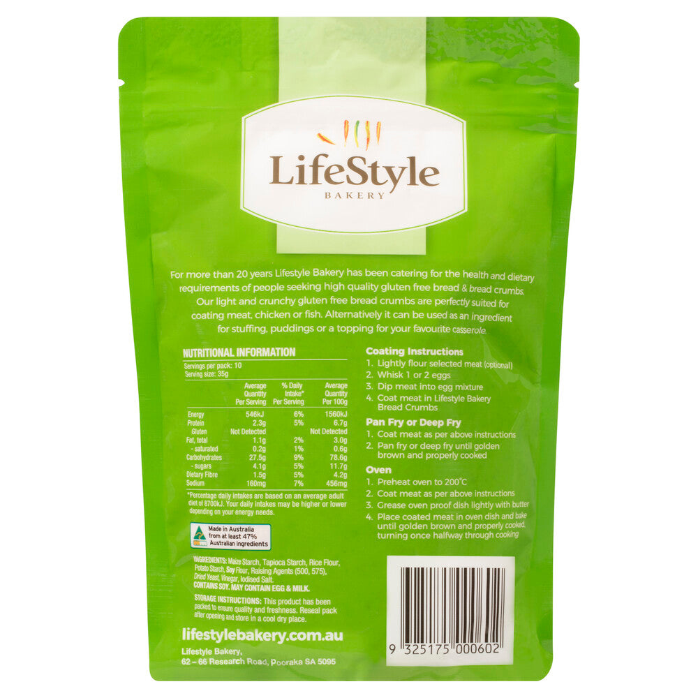 Lifestyle Bakery Bread Crumbs Gluten Free - 350g