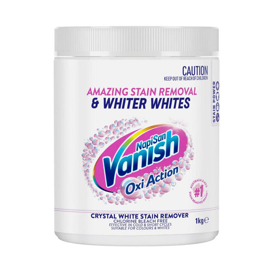 Vanish Napisan Oxi Action Crystal White Fabric Stain Remover Powder - 1kg