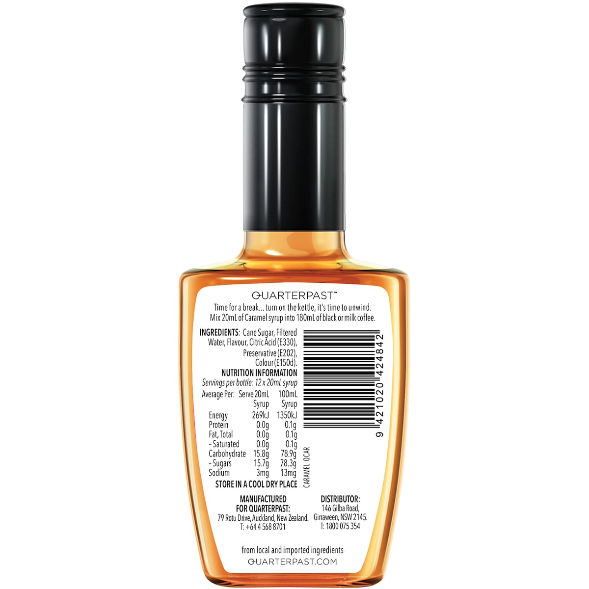 Quarterpast Caramel Coffee Syrup 250mL