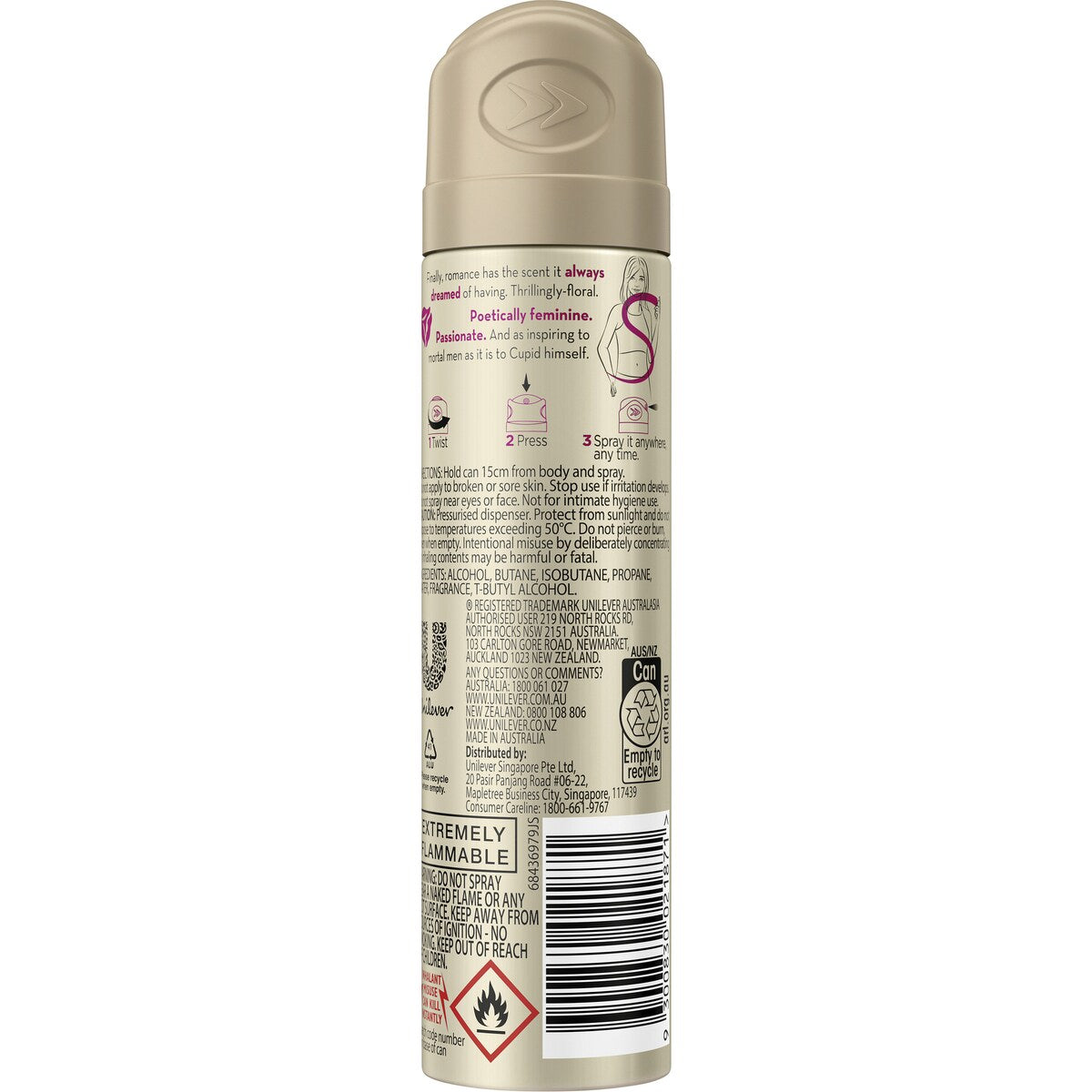 Impulse Women Aerosol Body Spray Deodorant Romantic Spark 75ml