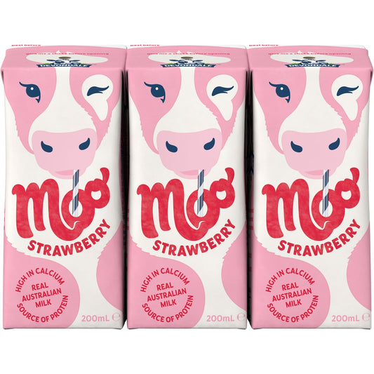 Devondale Moo Strawberry Milk Long Life Uht Milk 200ml X 6 Pack