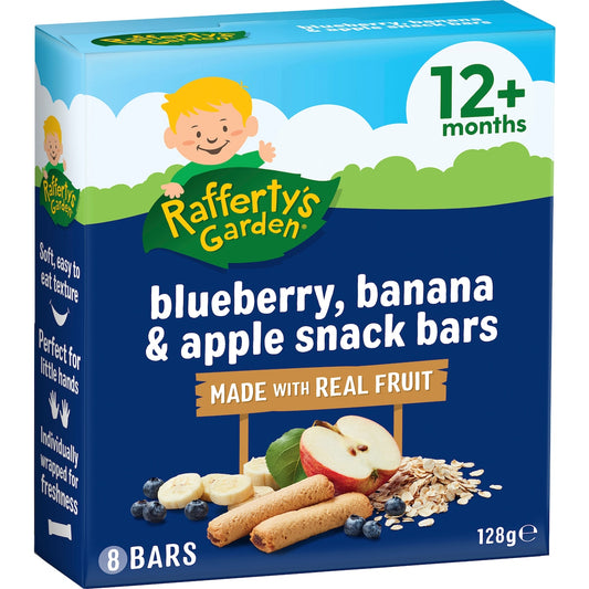 Raffertys Garden Baby Food Blueberry, Banana & Apple Snack Bars 12+ Months 128g