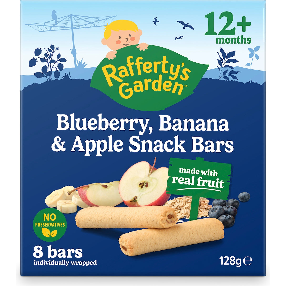 Raffertys Garden Blueberry & Banana Snack Bars With Real Fruit 12+ Months 8 Pack