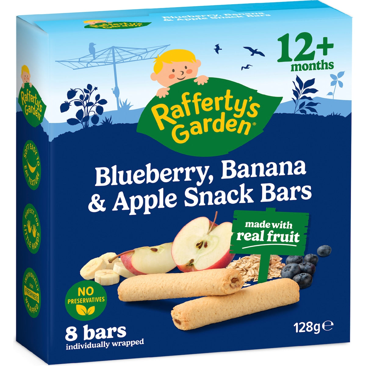 Raffertys Garden Blueberry & Banana Snack Bars With Real Fruit 12+ Months 8 Pack