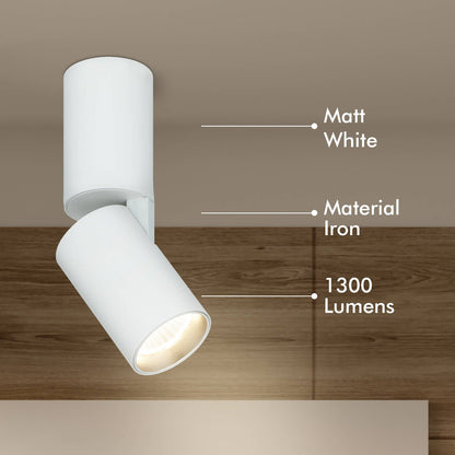 Verve Phoebe Adjustable LED Spotlight - 15W - 162 x 205mm - White