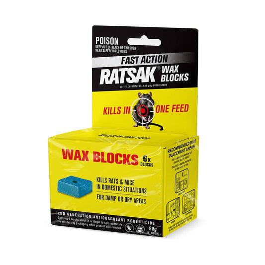 Ratsak Fast Action Wax Blocks - 80g - 6 Pack