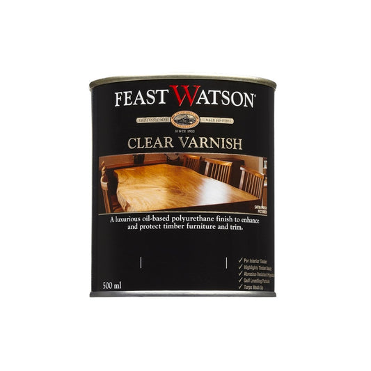 Feast Watson Clear Varnish - 500ml - Oil Based - Scratch Resistant