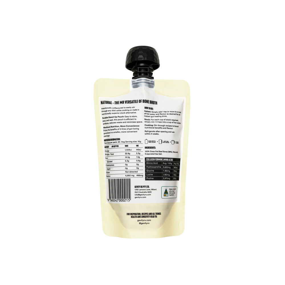 Gevity Rx Bone Broth Body Glue Natural Go Pack - 200g