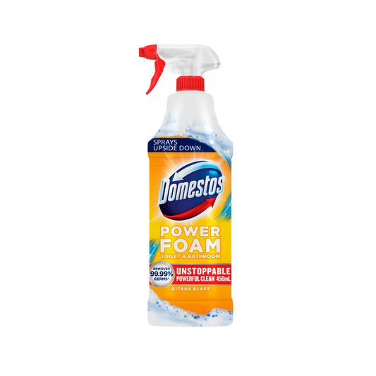 Domestos Power Foam Toilet & Bathroom Spray Cleaner Citrus Blast - 450mL