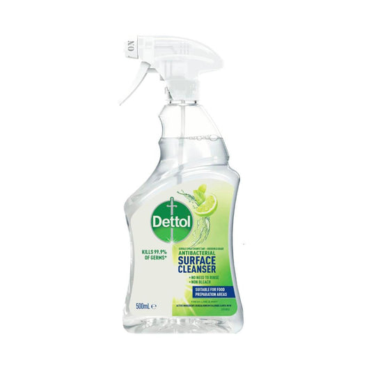 Dettol Disinfectant Lime & Mint Antibacterial Surface Cleaning Spray - 500mL