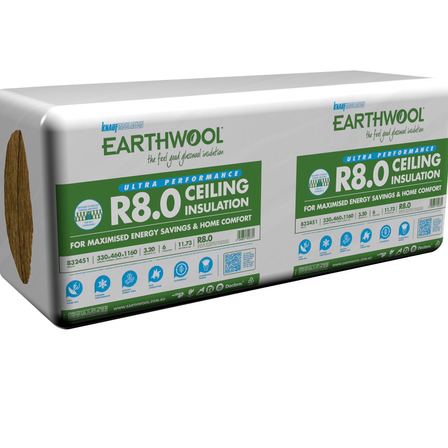 Earthwool Ceiling Batt - R8.0 - 350 x 460 x 1160mm - 7 Pack