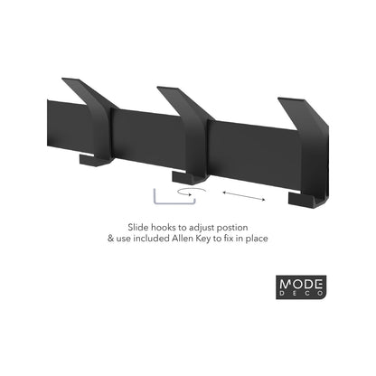 Mode Hat and Coat Rack - 4 Sliding Hooks - 450mm