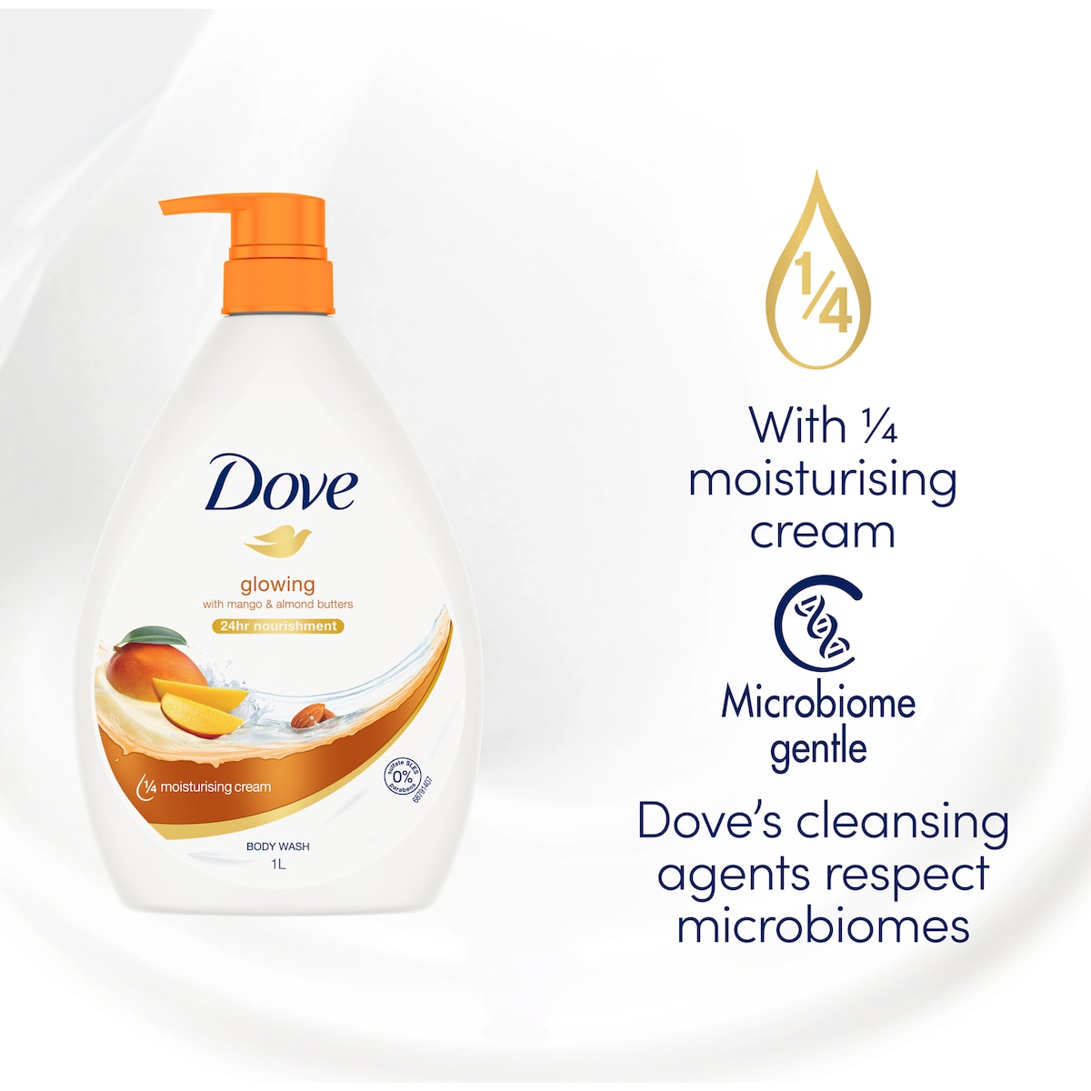 Dove Glowing Body Wash With Mango & Almond Butters 1l