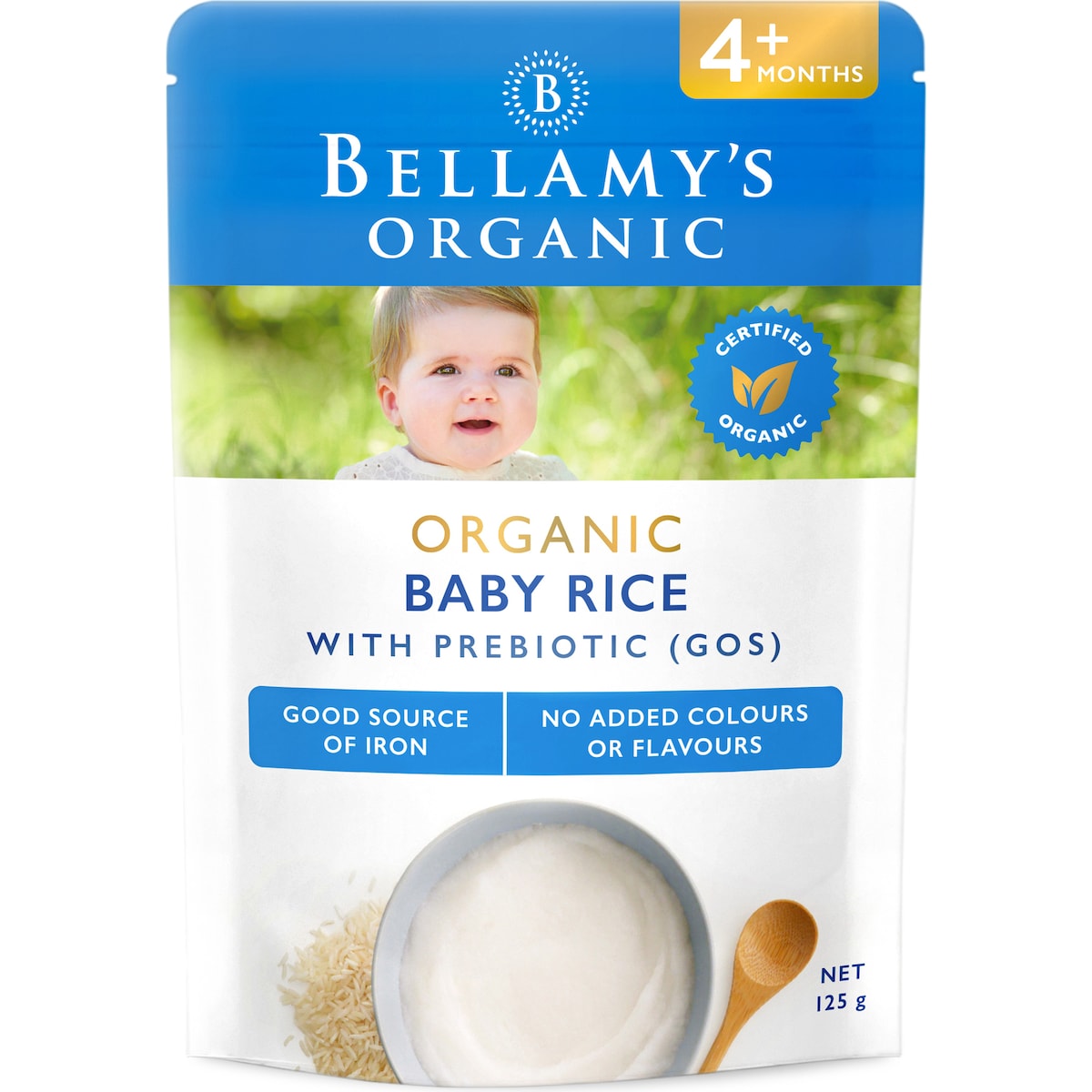 Bellamys Organic Baby Rice With Prebiotic 4+ Months 125g