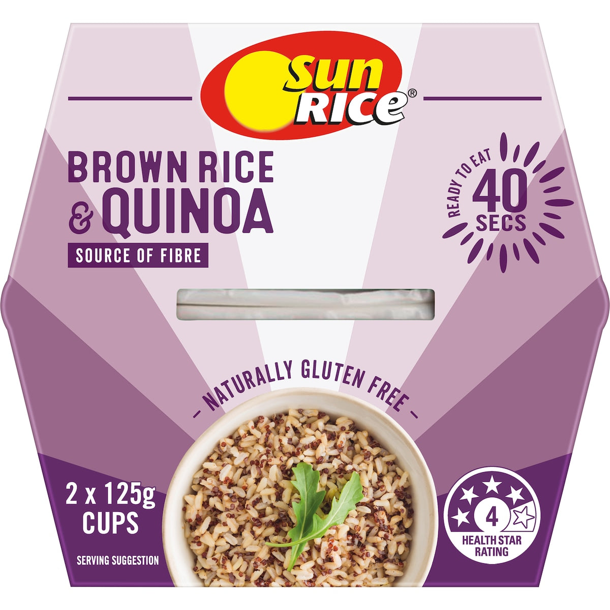 Sunrice Microwave Brown Rice & Quinoa Cups 125g X 2 Pack