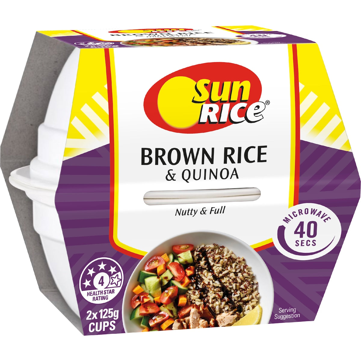 Sunrice Microwave Brown Rice & Quinoa Cups 125g X 2 Pack