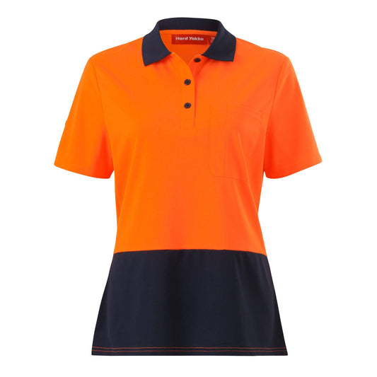 Hard Yakka Women's Hi Vis Polo - Size 12 - Orange/Navy