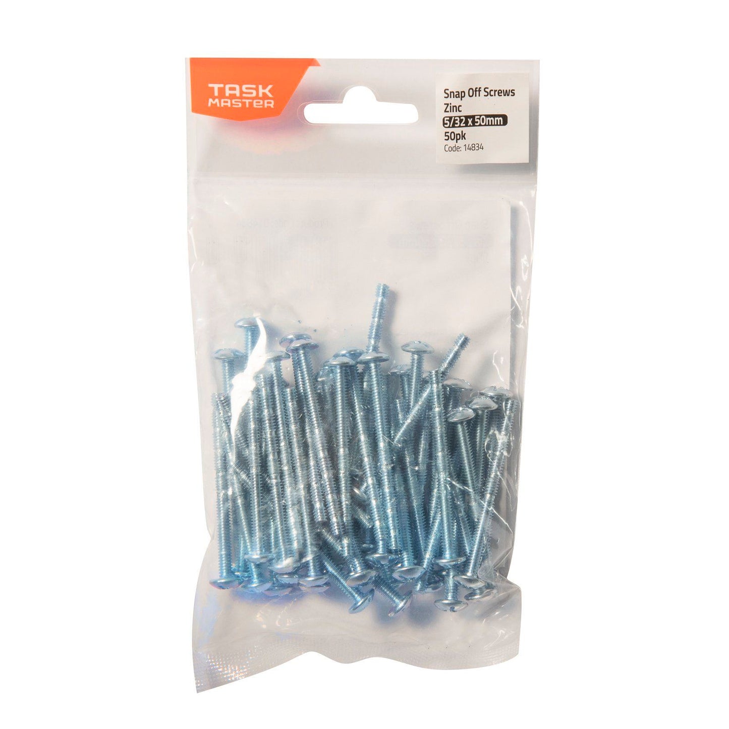 Taskmaster Zinc Snap Off Screw - 5 x 50mm - 50 Pack