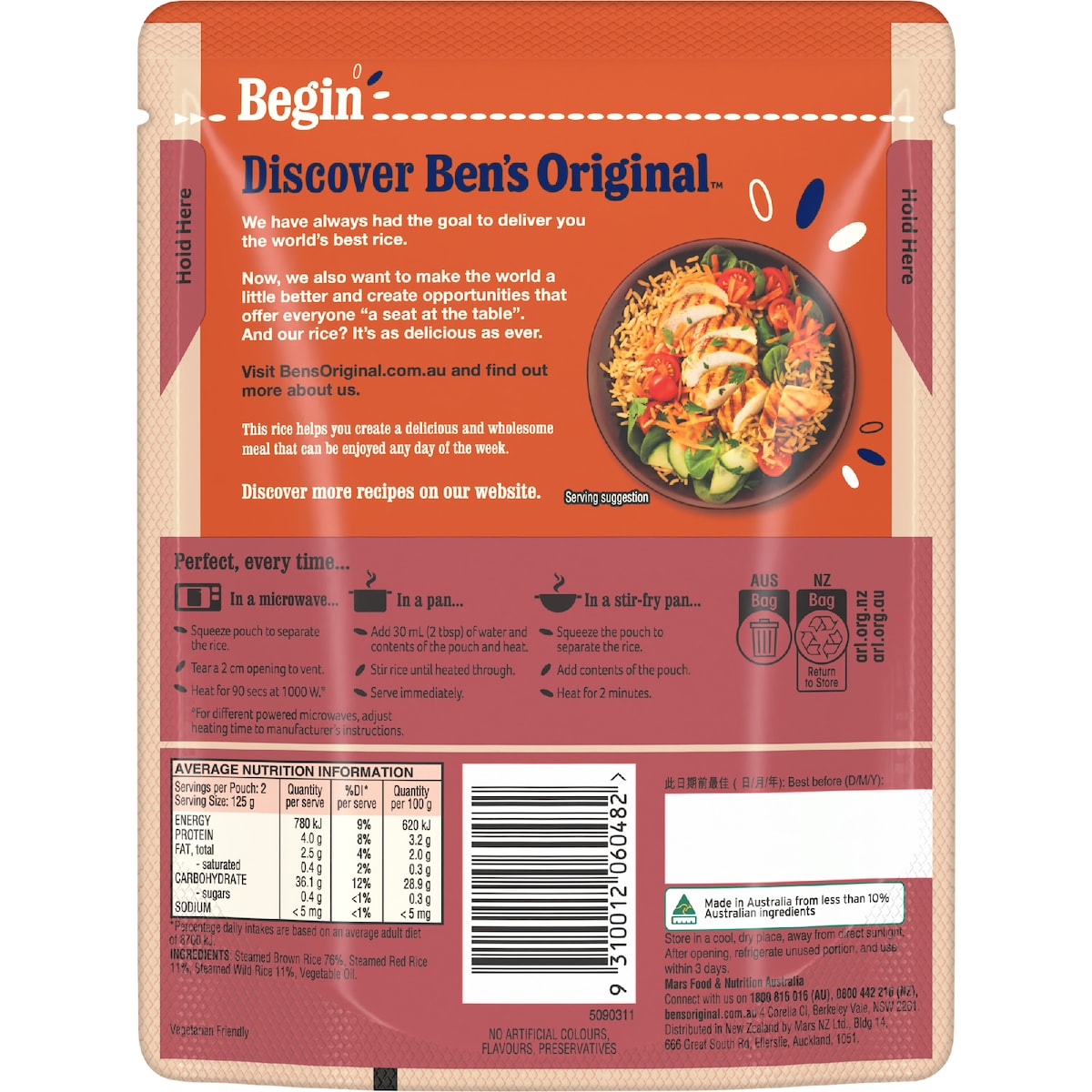 Bens Original Brown Red & Wild Rice Medley Microwave Pouch 250g