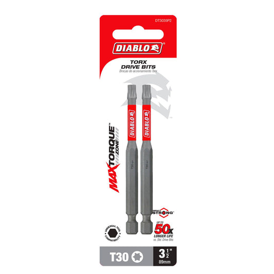 Diablo Torx Srew Driver Bit T30 X 3-1/2" 2 Pack