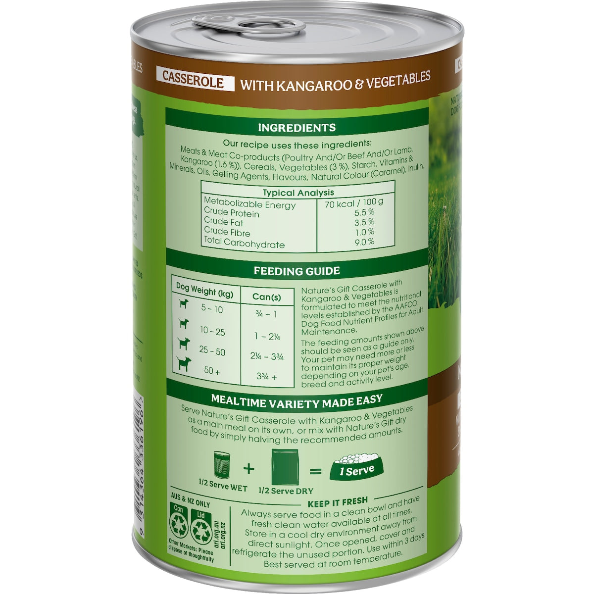 Natures Gift Adult Wet Dog Food Casserole With Kangaroo & Vegetables 700g