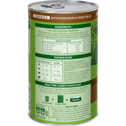 Natures Gift Adult Wet Dog Food Casserole With Kangaroo & Vegetables 700g