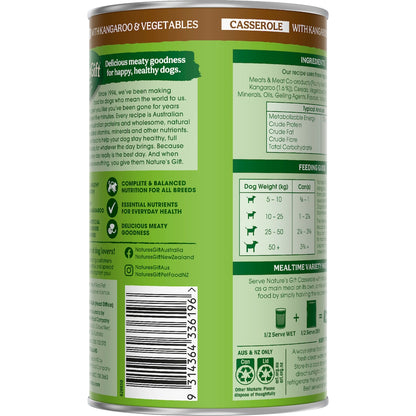 Natures Gift Adult Wet Dog Food Casserole With Kangaroo & Vegetables 700g