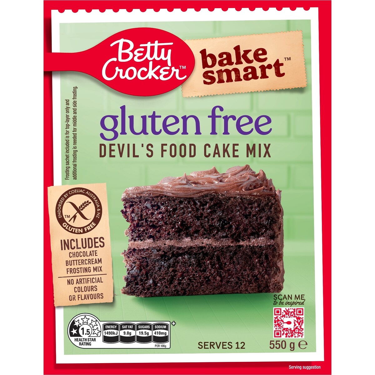 Betty Crocker Devils Food Gluten Free Cake Mix 550g