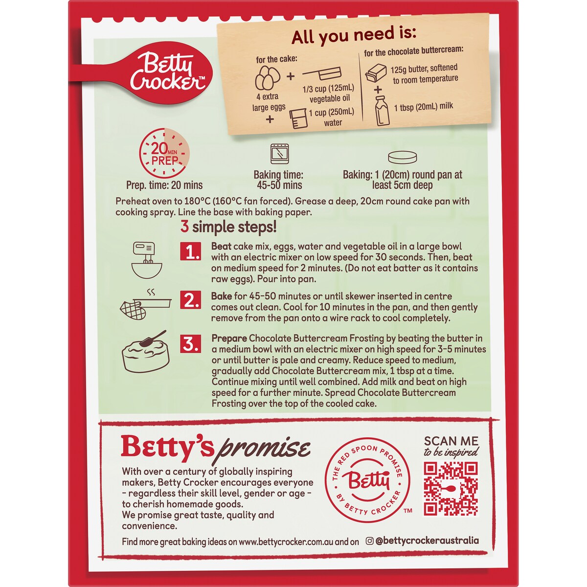 Betty Crocker Devils Food Gluten Free Cake Mix 550g