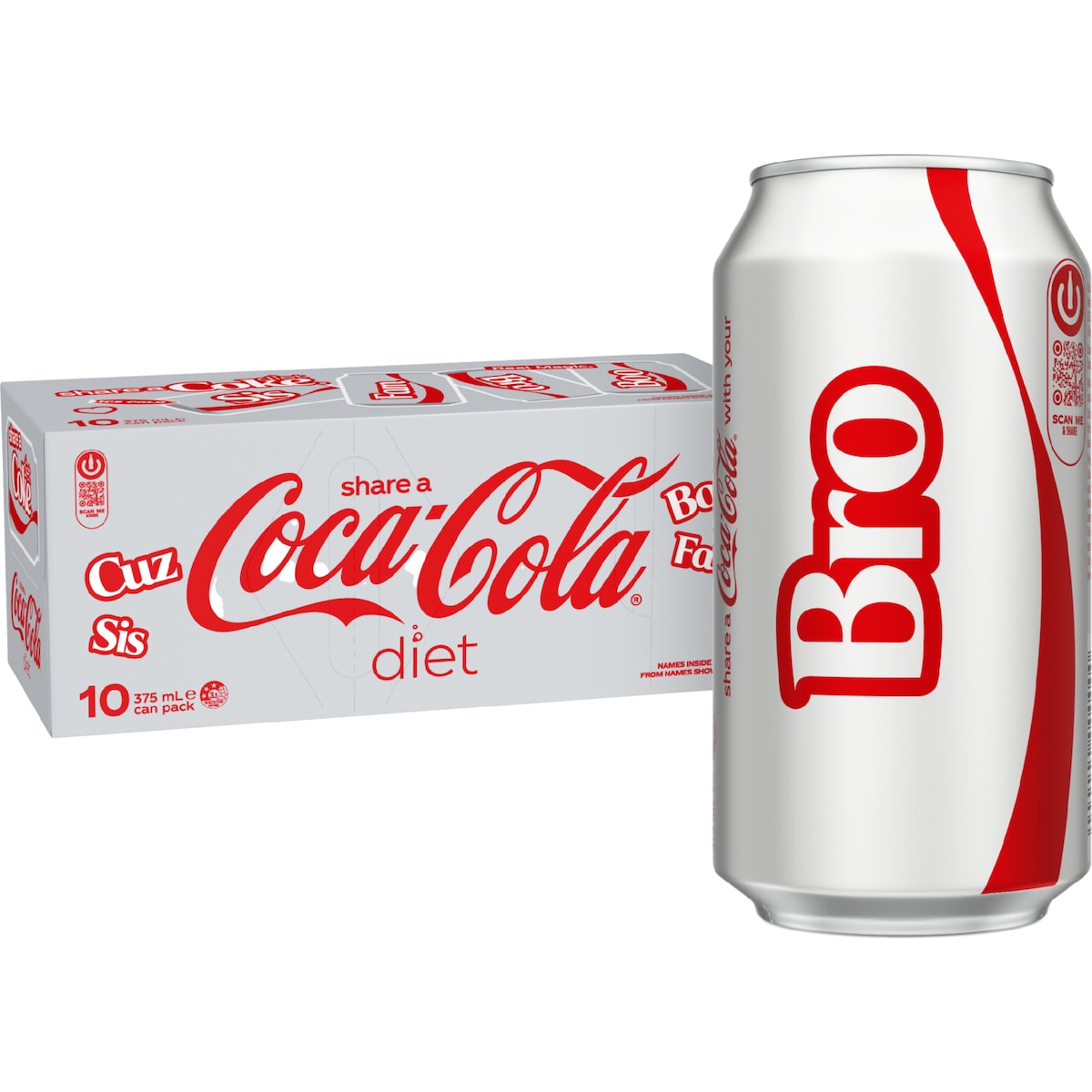 Coca-cola Diet Soft Drink Cans 375ml X 10 Pack