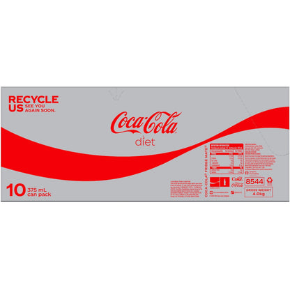 Coca-cola Diet Soft Drink Cans 375ml X 10 Pack