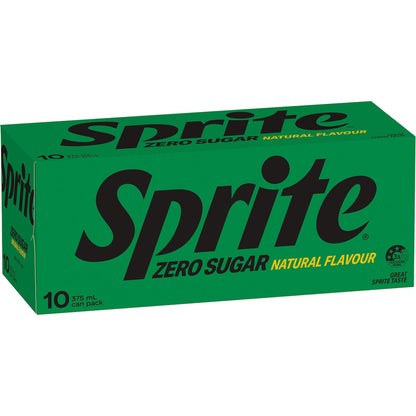 Sprite Zero Sugar Lemonade Soft Drink Cans 375ml X 10 Pack