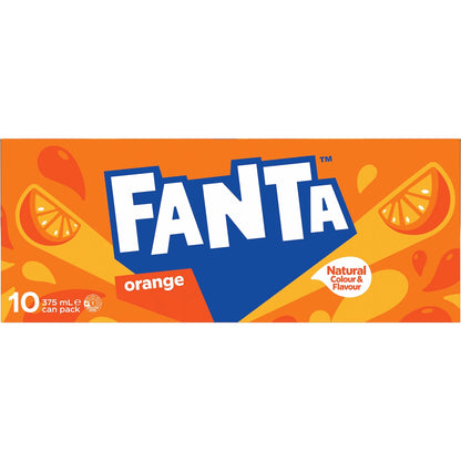 Fanta Orange Soft Drink Cans 375ml X 10 Pack