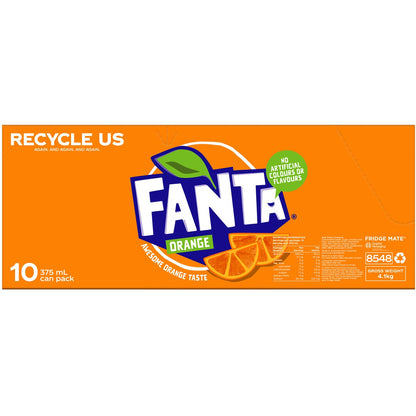 Fanta Orange Soft Drink Multipack Cans 375ml X10 Pack